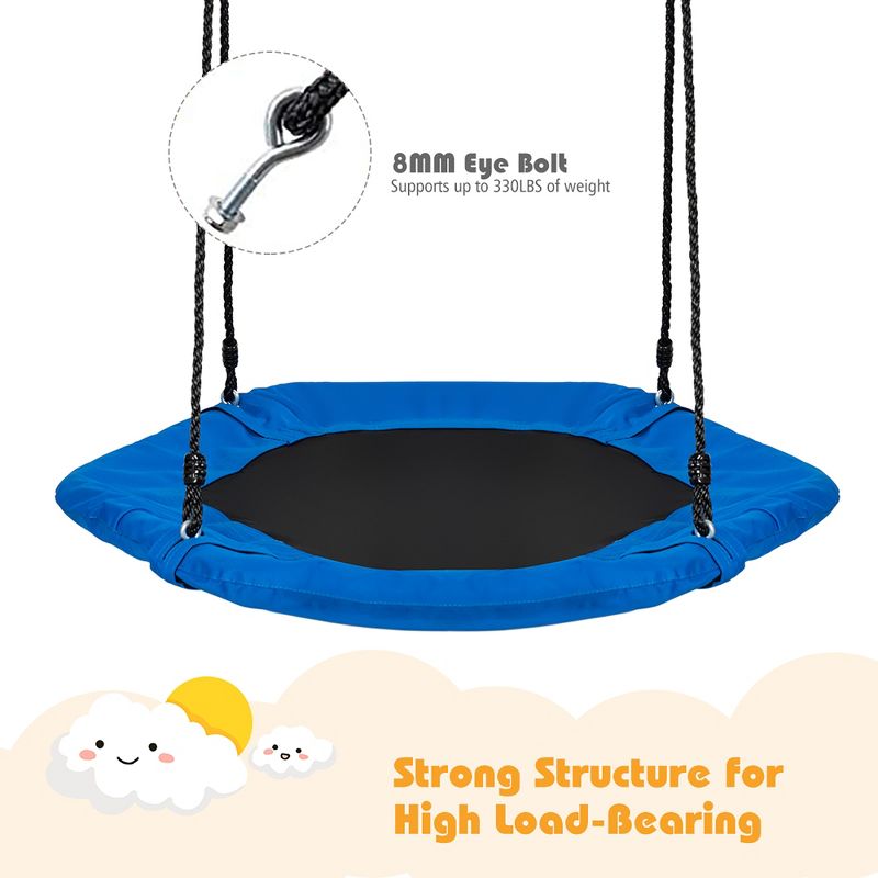 Costway 37 in Hexagon Tree Swing with Adjustable Hanging Ropes Blue