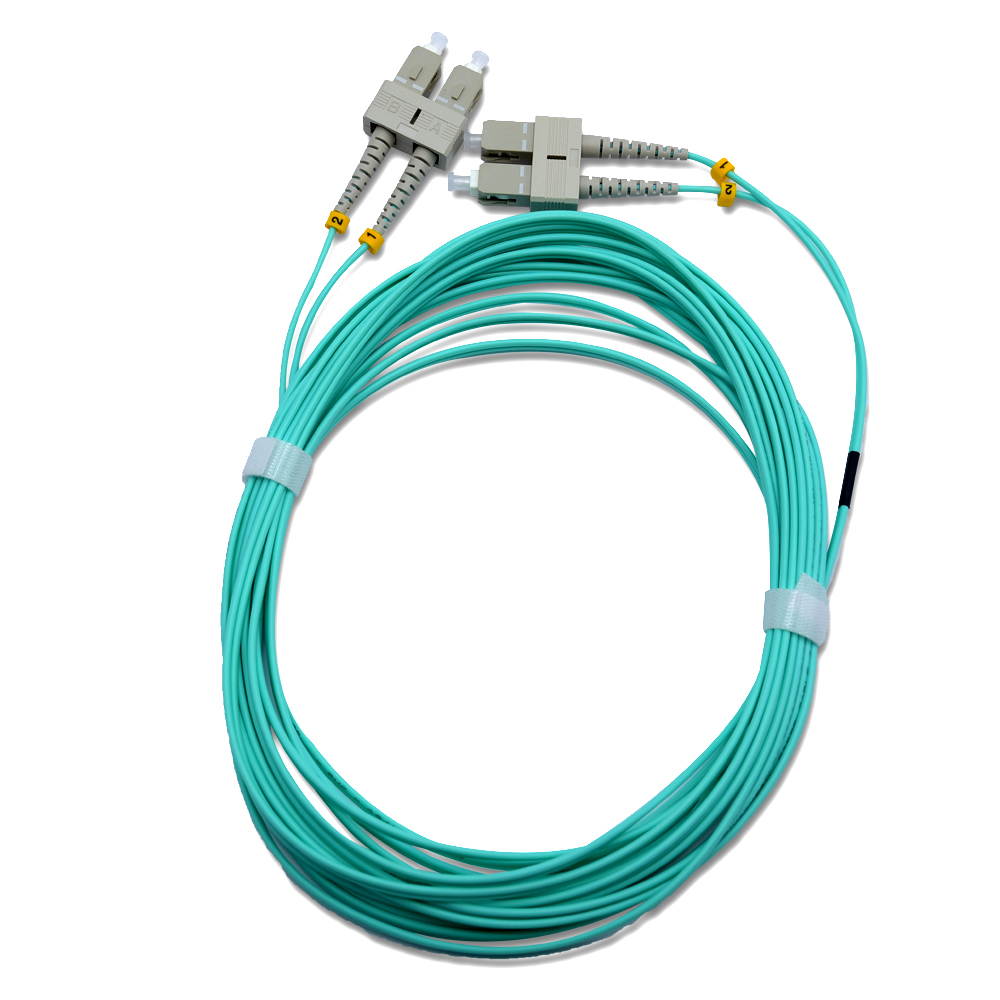 SC to SC OM4 Fiber Patch Cable Multimode Duplex - 15m (49.21ft) - 50/125 100Gb Aqua Color SC SC 15 Meter SC/SC