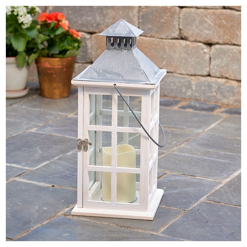Smart Living Camden 16" LED Candle Outdoor Lantern - Antique White