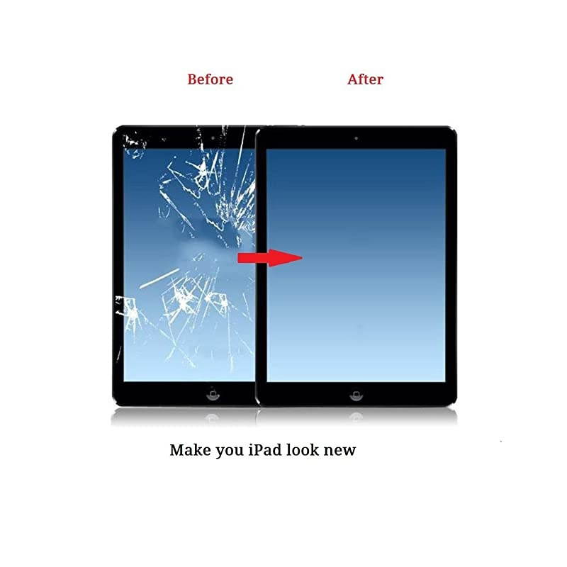 Black IPad Air 1st Generation Touch Screen Digitizer Glass Replacement Modle A1474 A1475 A1476 with Home ButtonCamera HolderPreinstalled AdhesiveTool Kit