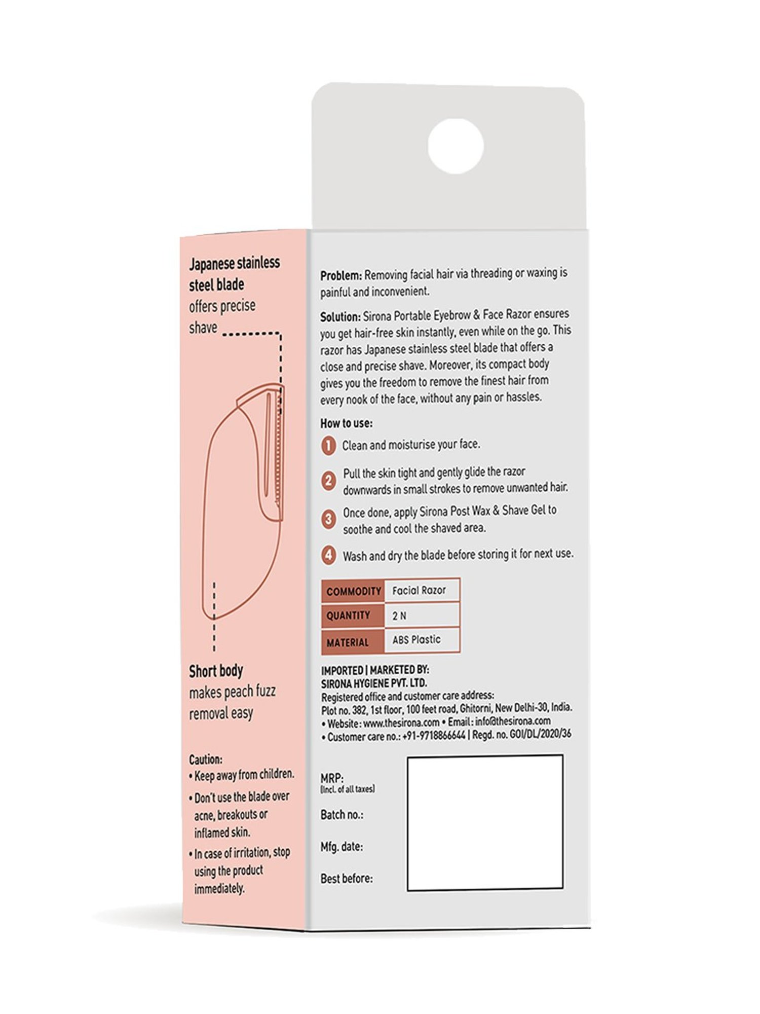 Sirona Portable Eyebrow & Face Razor - Pack of 2