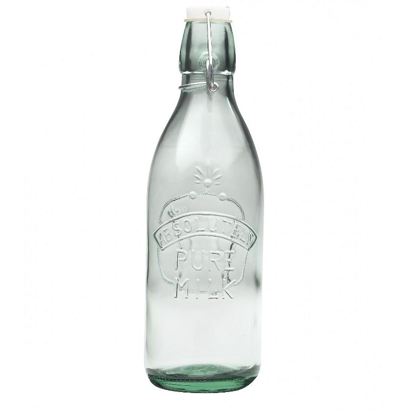 Amici Home Italian Recycled Green Milk Bottle, 34oz