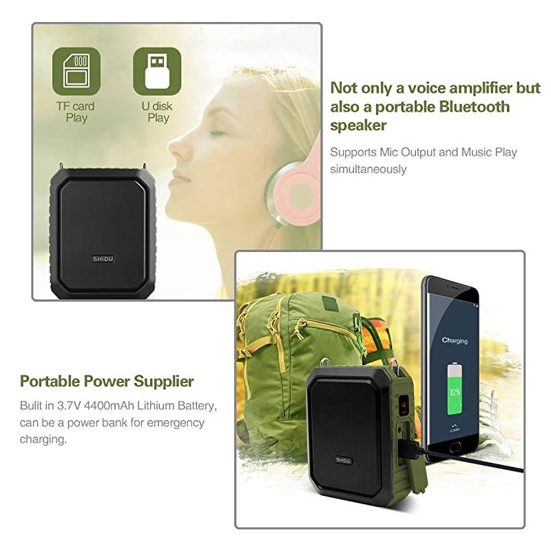 WinBridge Voice Amplifier Microphone Headset Wired Loudspeaker Voice Changer Megaphone Portable Microphone Mini Amp Pa System for Teachers Parkinsons Outdoors Waterproof 18W