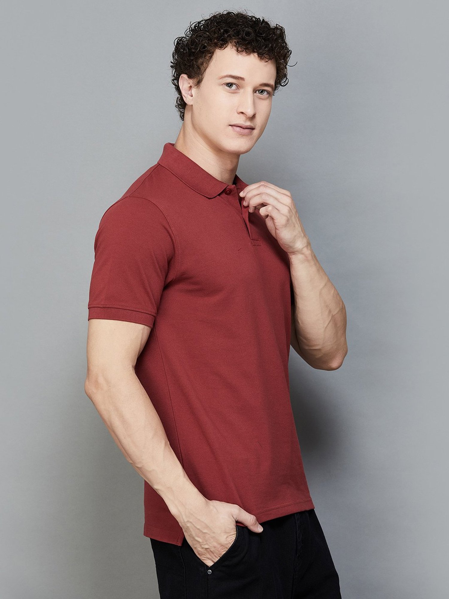 Levi's Pink Cotton Slim Fit Texture Henley T-Shirt