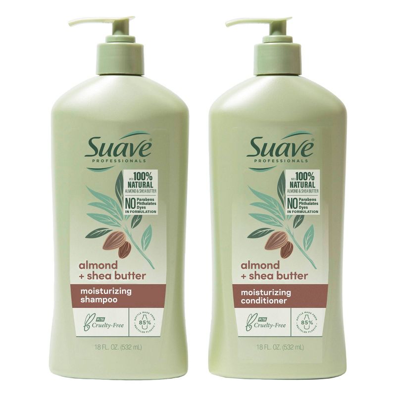 Suave Professionals Moisturizing Shampoo and Conditioner for Dry Hair Almond and Shea Butter - 18 fl oz/2ct