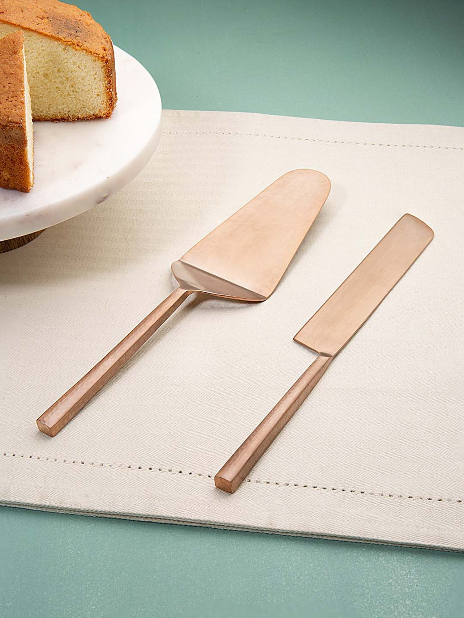Ellementry Golden Stainless Steel Cake Server Knife - Set of 2
