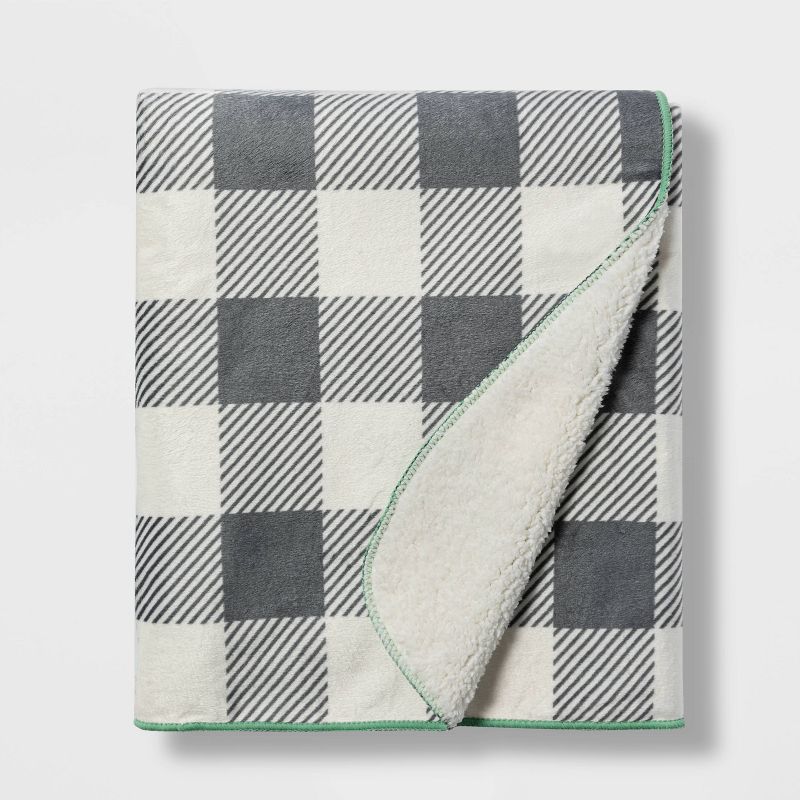 Plush Velboa Buffalo Check Baby Blanket - Cloud Island™ Cream