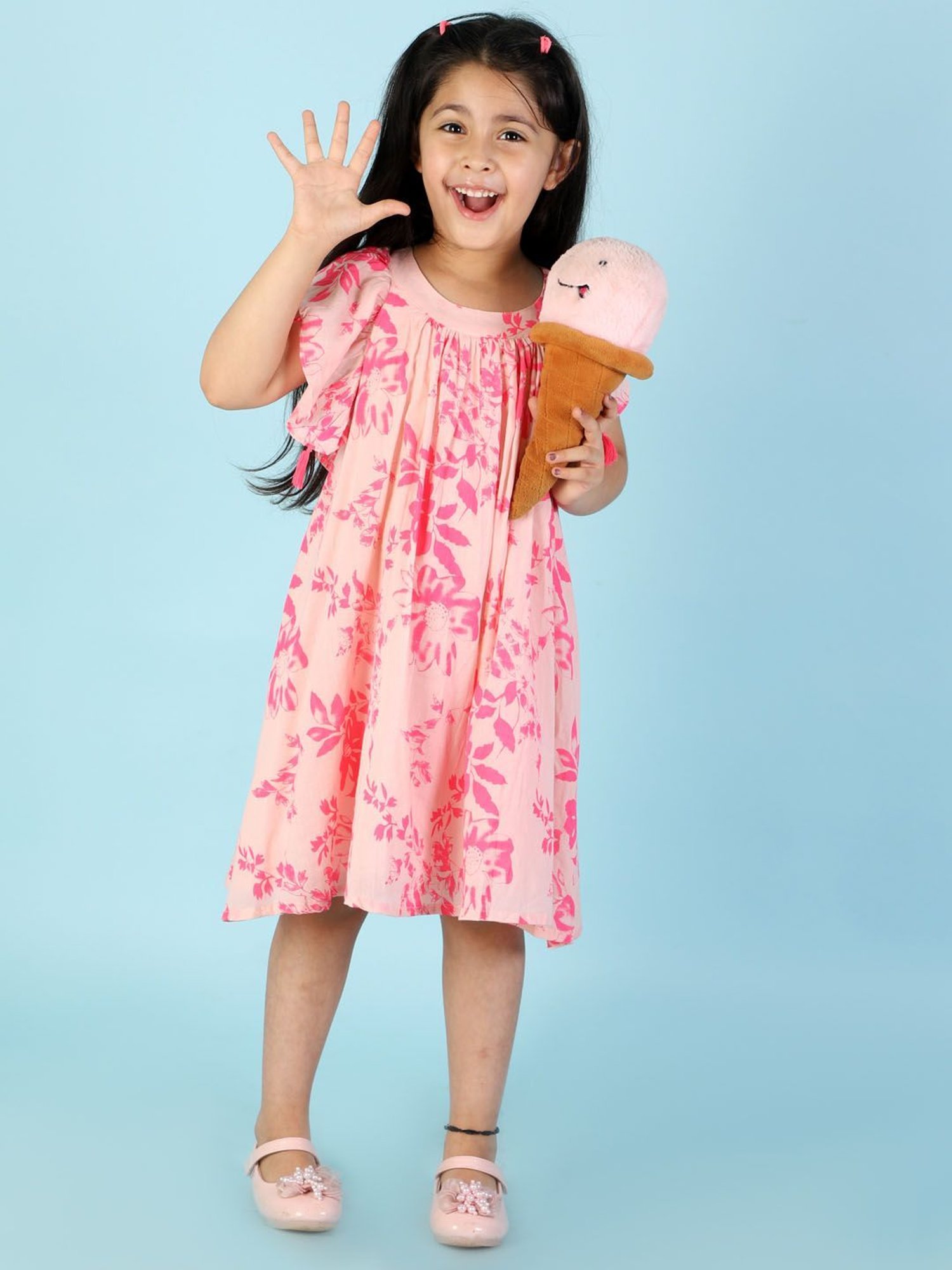 Lil Drama Kids Pink Floral Print Dress