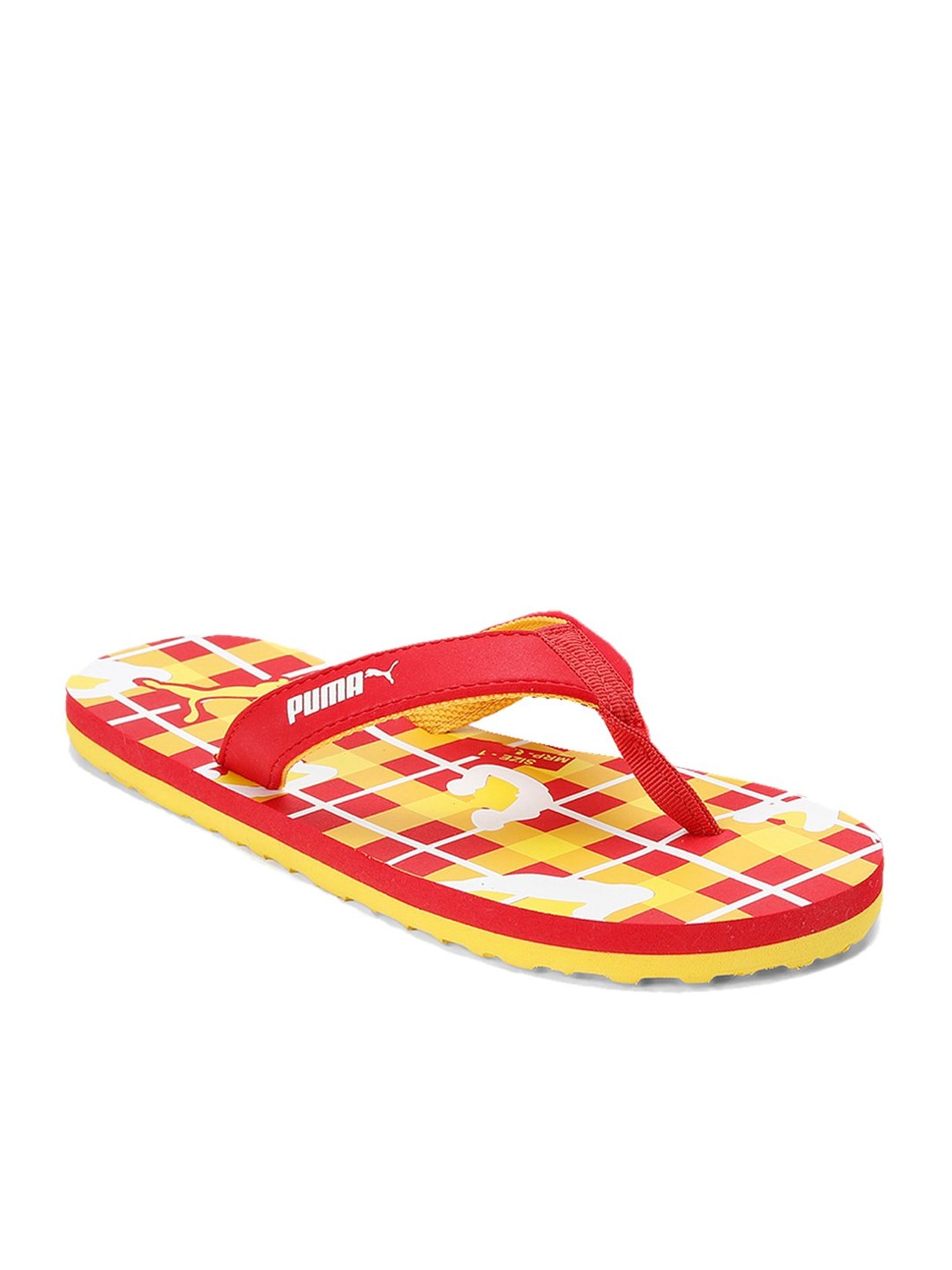 Puma Kids Bobble Red & Yellow Flip Flops