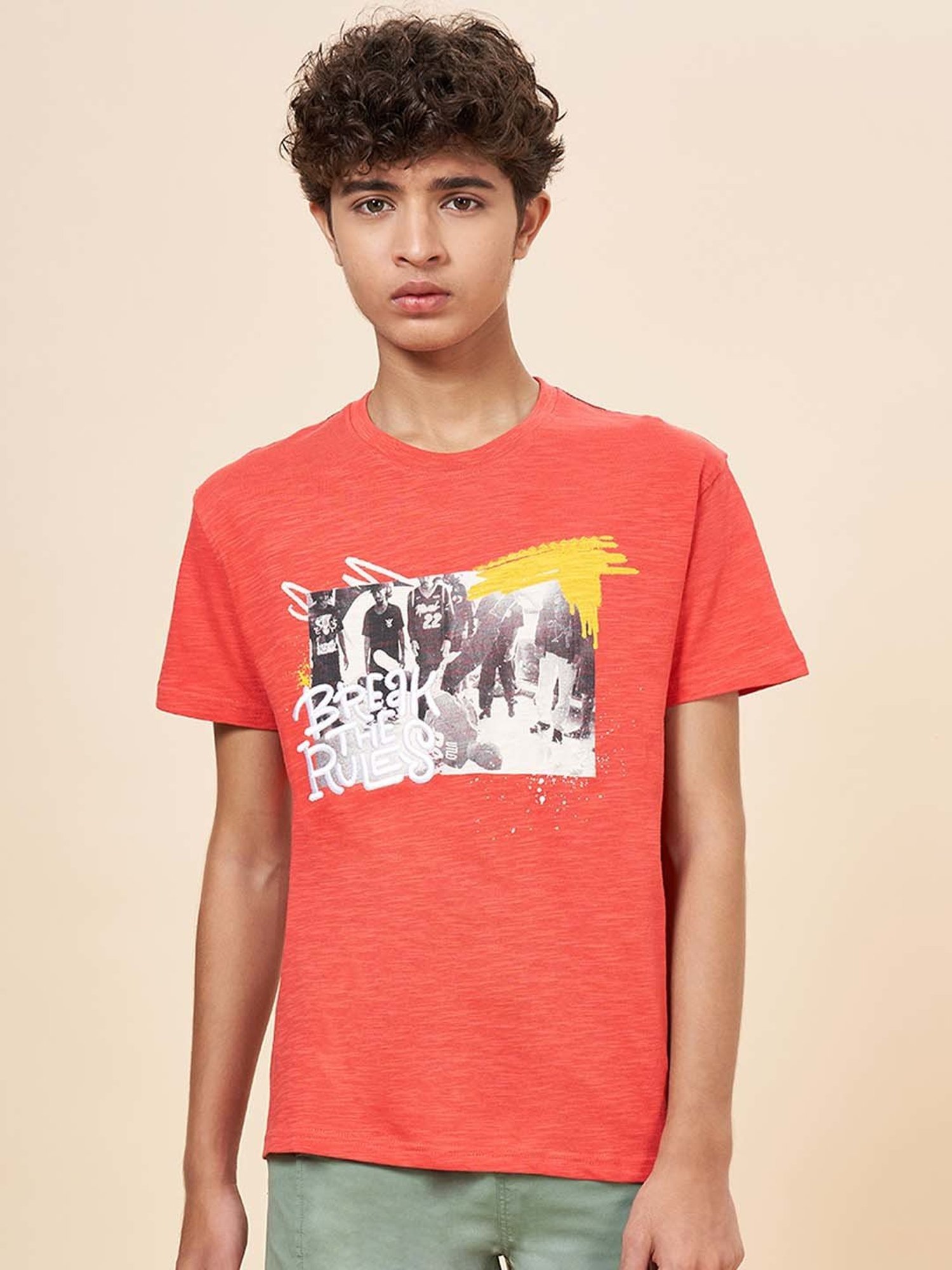 Coolsters by Pantaloons Kids Orange Cotton Printed T-Shirt