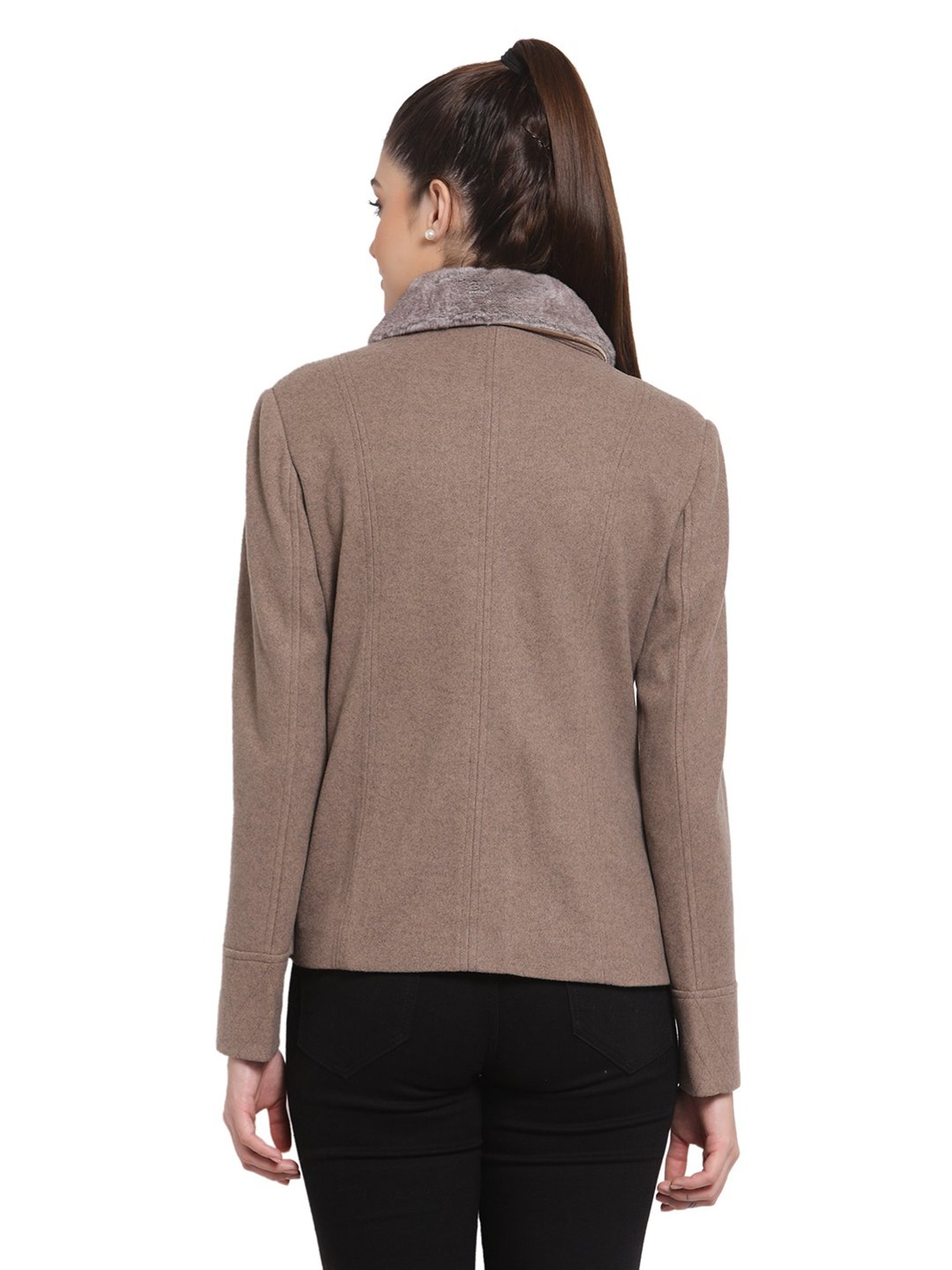 Juelle Light Brown Full Sleeves Coat