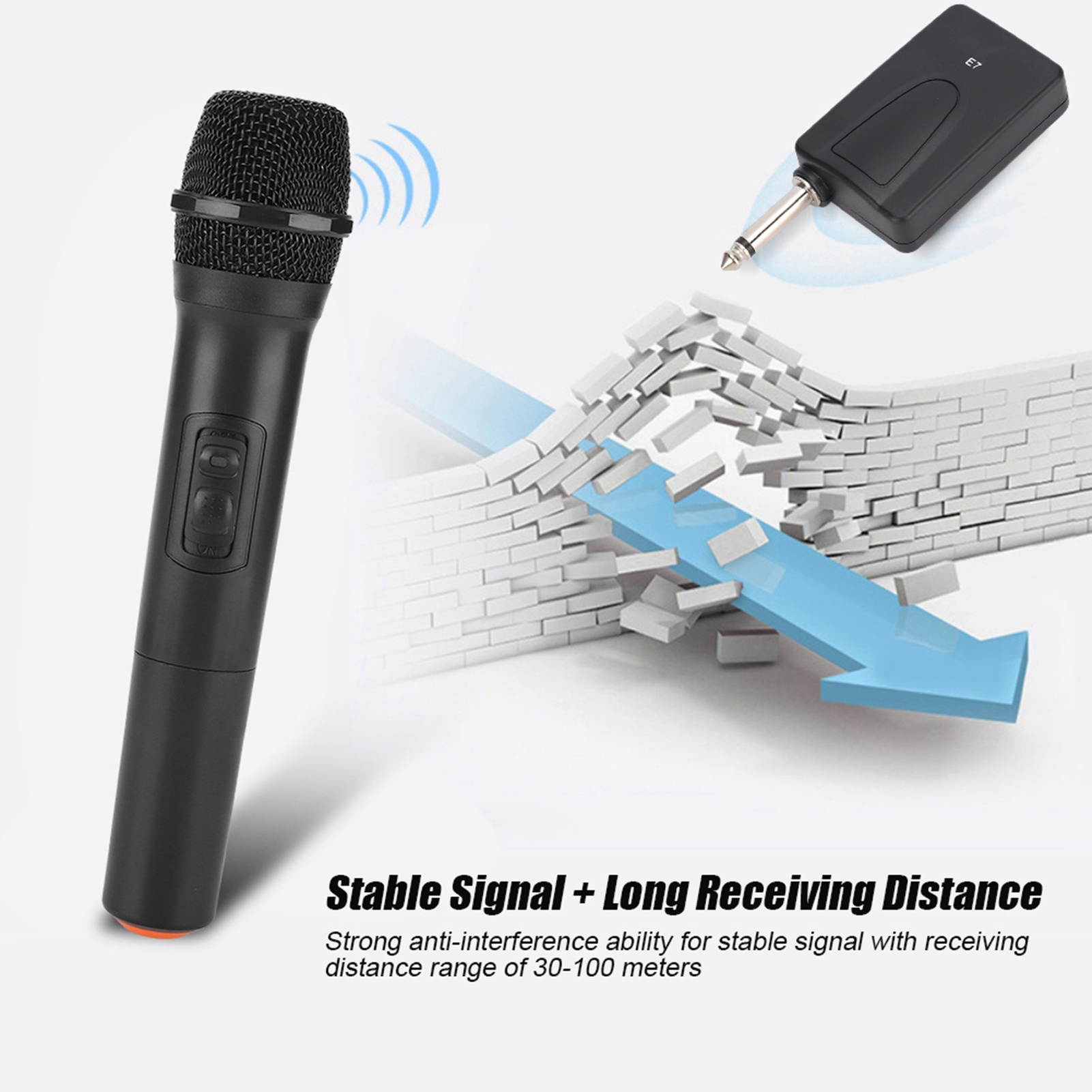 Universal VHF Wireless Handheld Microphone with Receiver/Antenna for Karaoke/Business Meeting