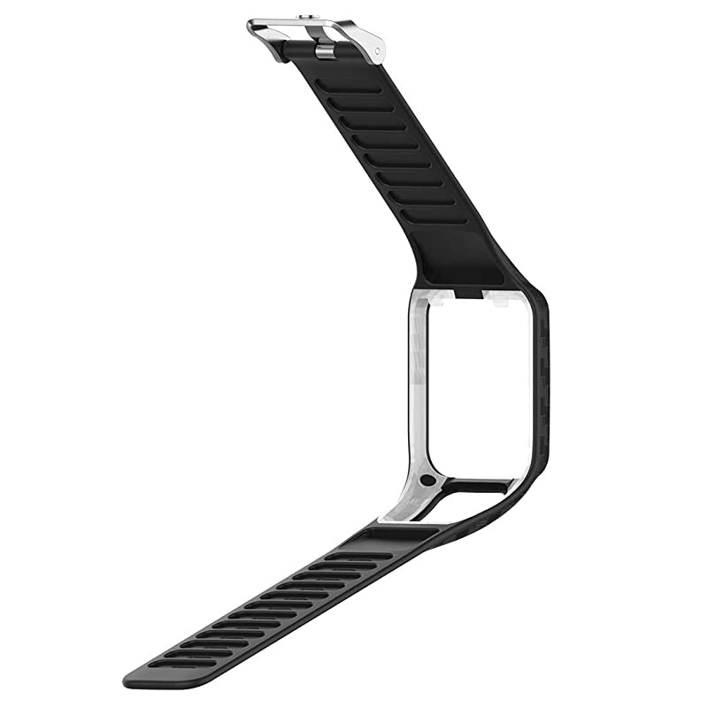 Replacement Silicone Wrist Band Strap for Tomtom Runner 3 Tomtom Runner 2 Tomtom AdventurerTomtom Golfer 2 Tomtom SparkTomtom Spark 3 Silicone Black