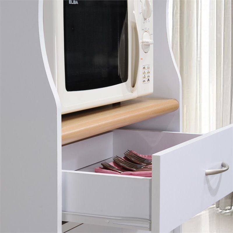 Microwave Kitchen Cart in White - Hodedah