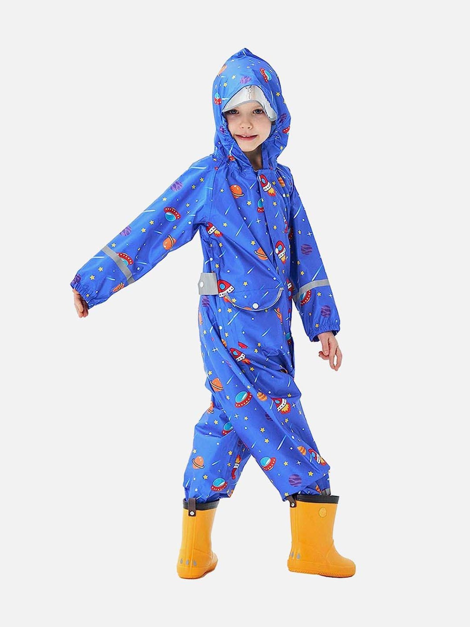 Little Surprise Box Kids Yellow Printed Full Sleeves Raincoat