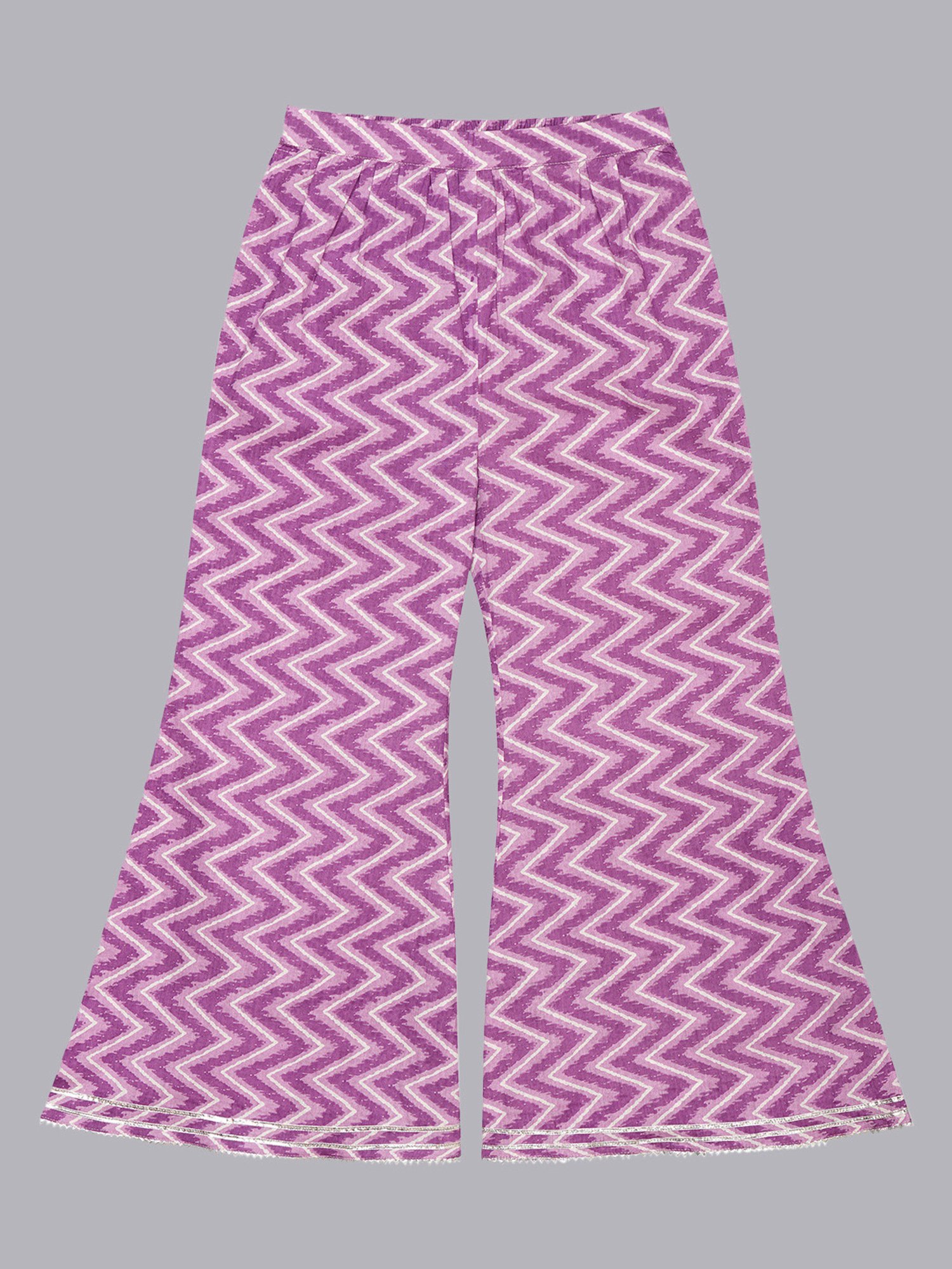 Budding Bees Girls Purple Printed Top, Pants & Scrunchies