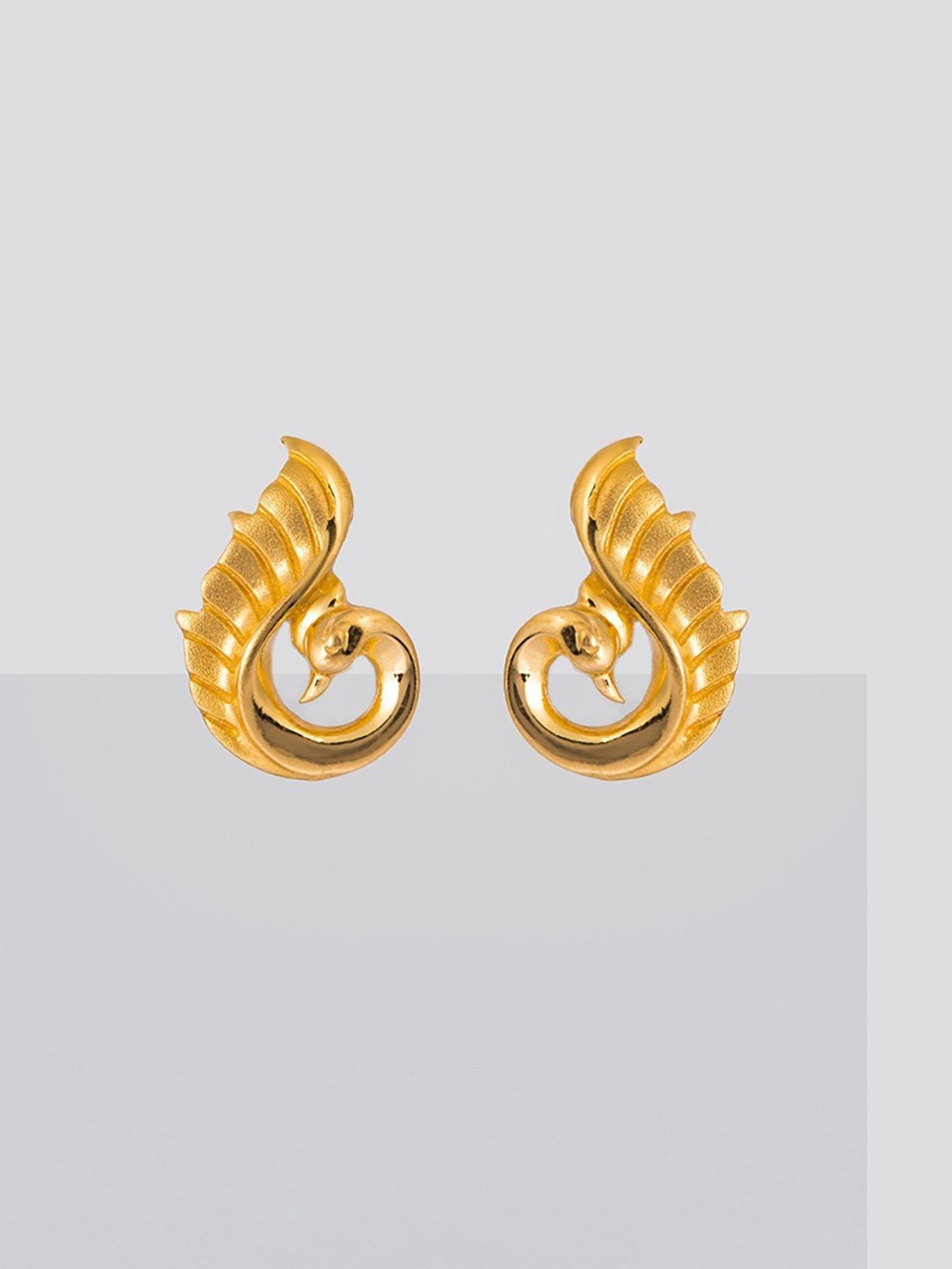 P.N.Gadgil Jewellers 22k Yellow Gold Peacock charm Stud Earrings