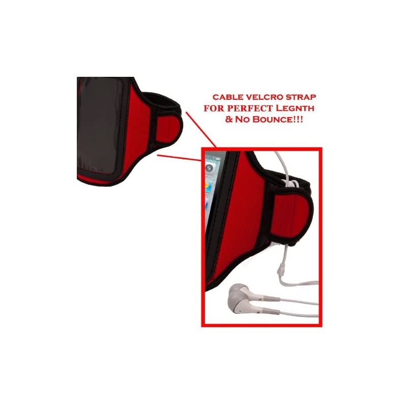 Workout Water Resistant Neoprene Armband Removable Hook and Look Strap and Key Slot Black Red and Hand Strap for BLU Dash L3 Advance 40 L3 Vivo 5 Mini Tank Xtreme 40 24