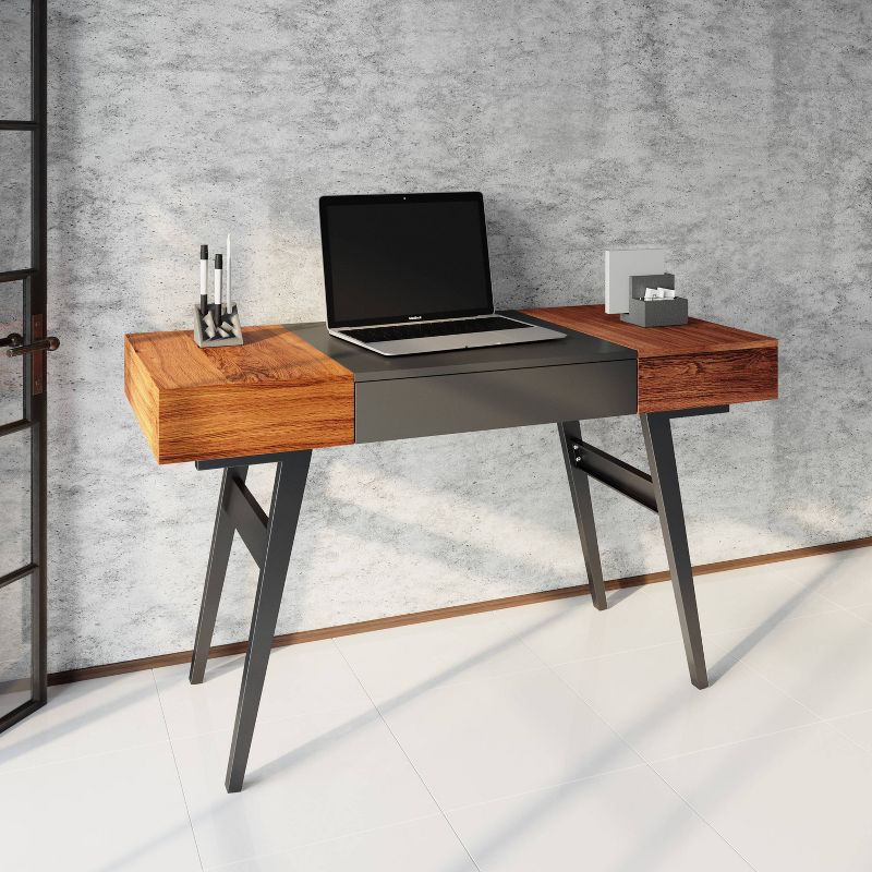 Expandable Modern Desk with Storage Mahogany - Techni Mobili
