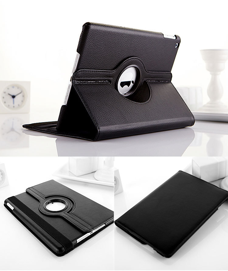 360 Degree Rotatable Flannel Twill Fine Protected Case for New iPad (iPad 3) / iPad 2 / iPad 4 / iPad, Black