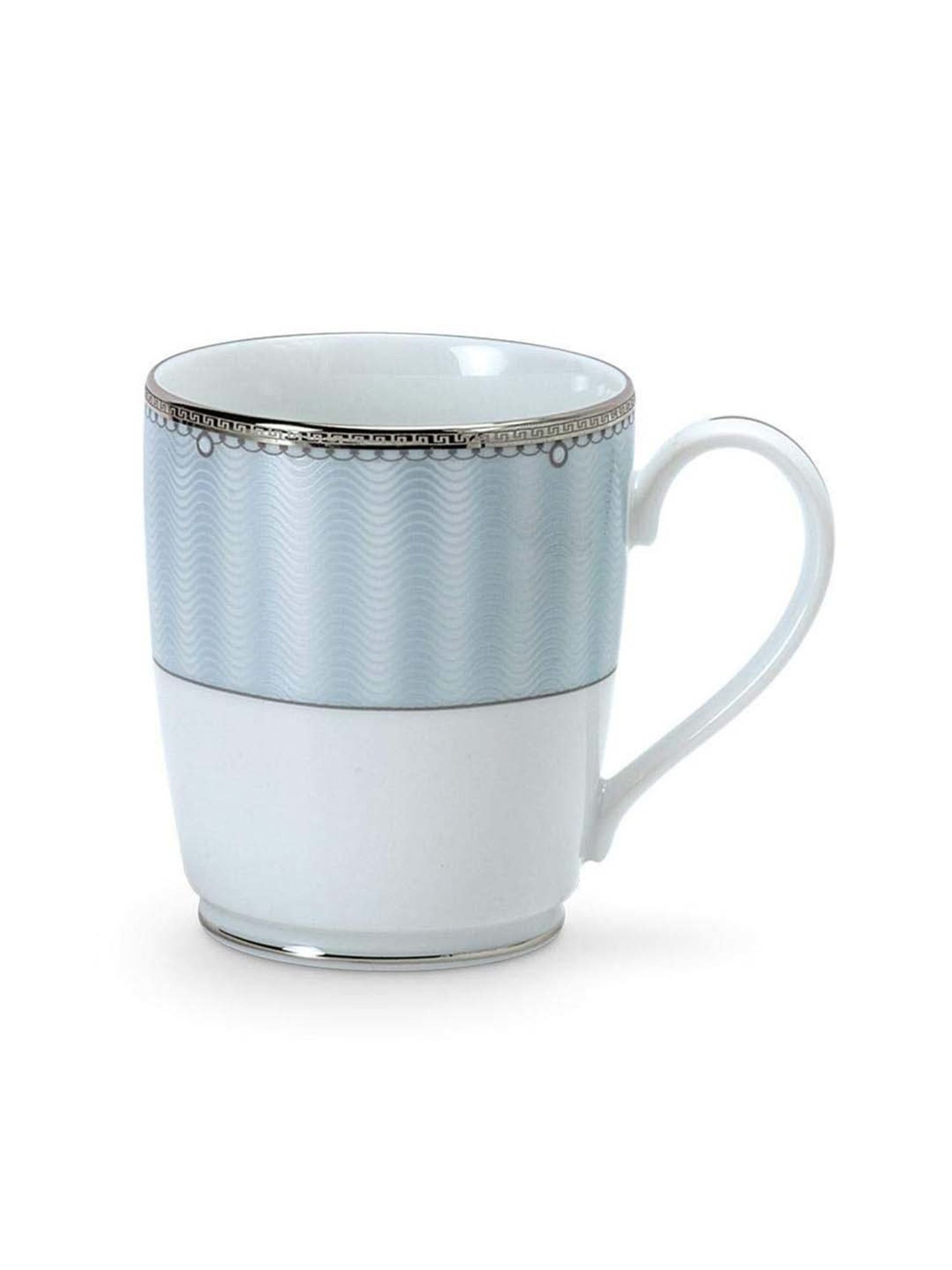 Noritake Monarch Platinum White & Blue Poreclain Coffee Mug (0.295 L) - Set of 6