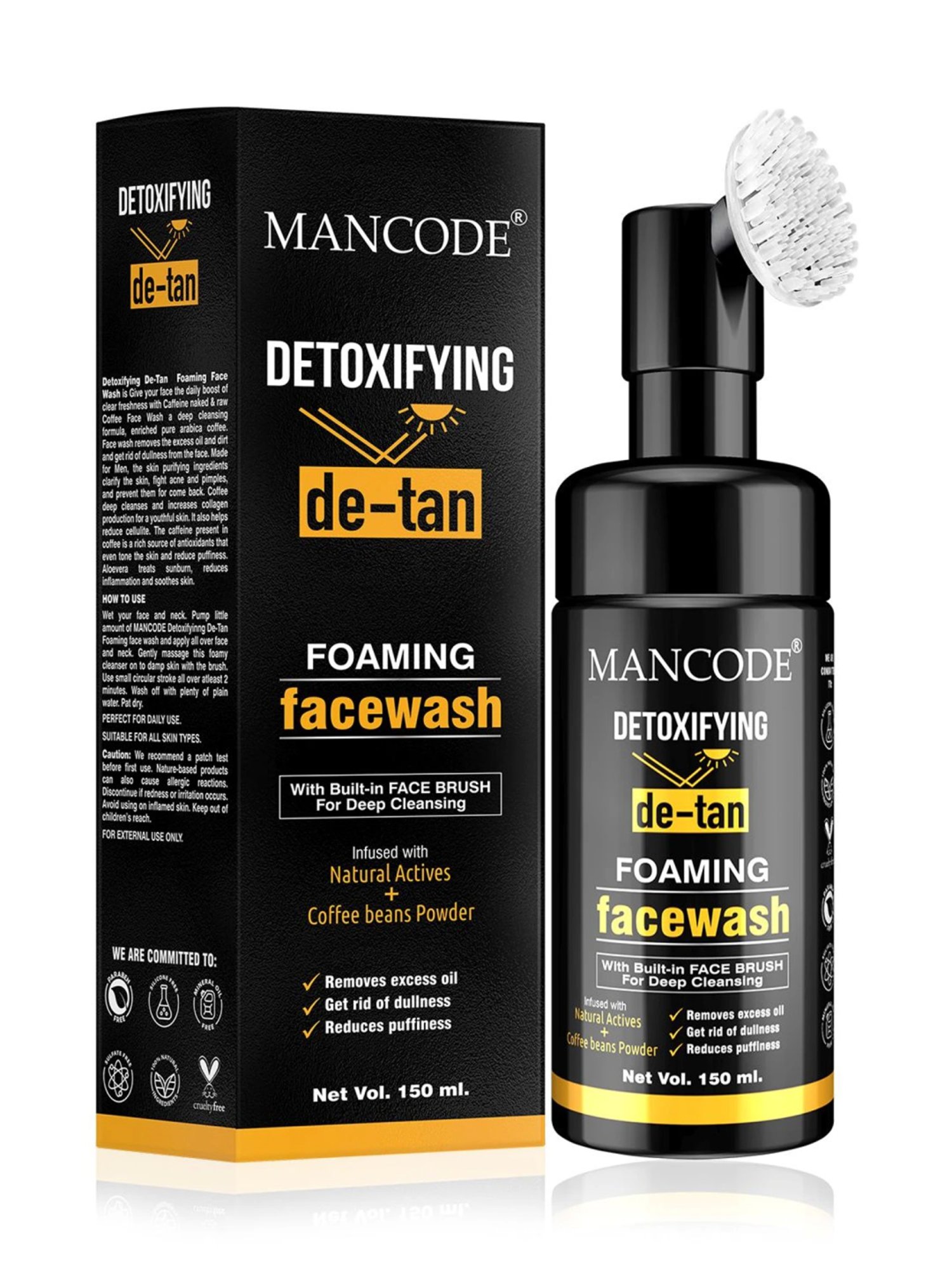Mancode Detoxifying De-Tan Foaming Facewash - 150 ml