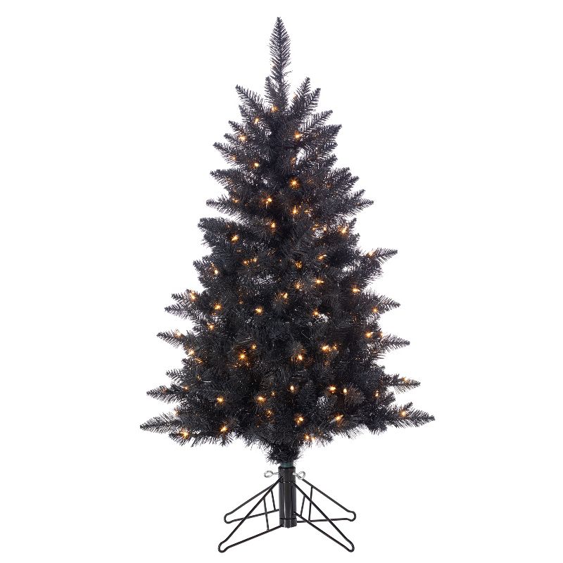Sterling  4Ft. Black Tuscany Tinsel Tree with 150 Warm White Incandescent Lights.