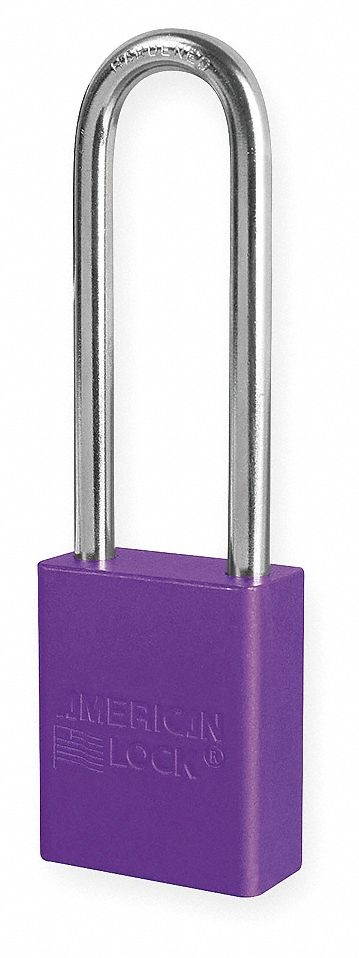 Anodized Aluminum Padlock, Purple, Key Dif