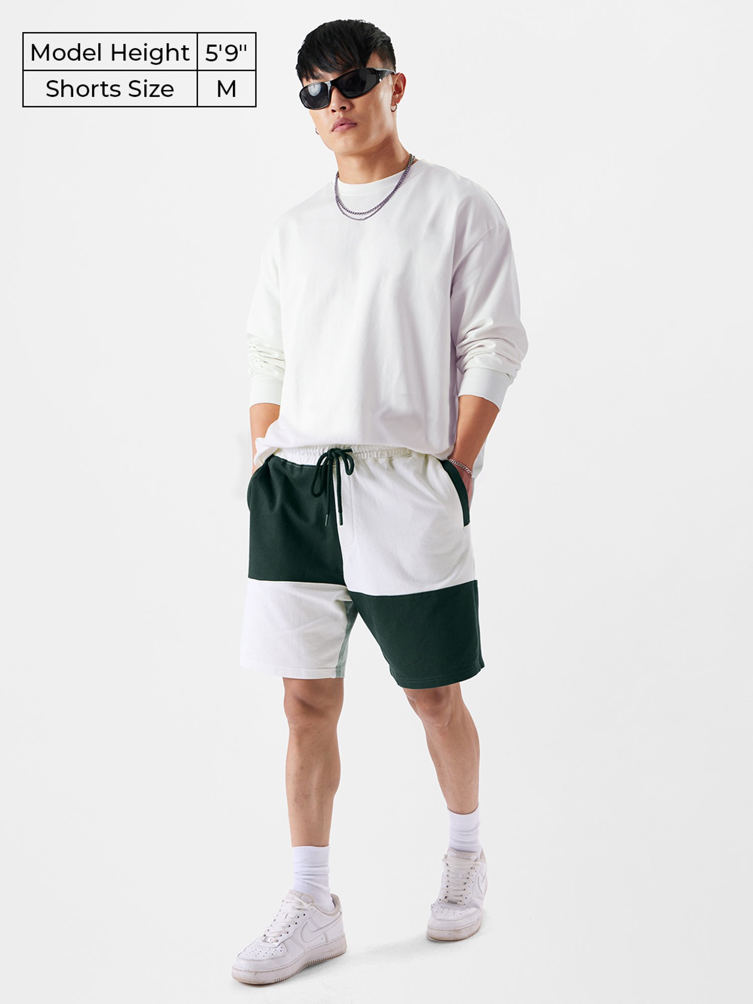 The Souled Store Green & White Regular Fit Shorts