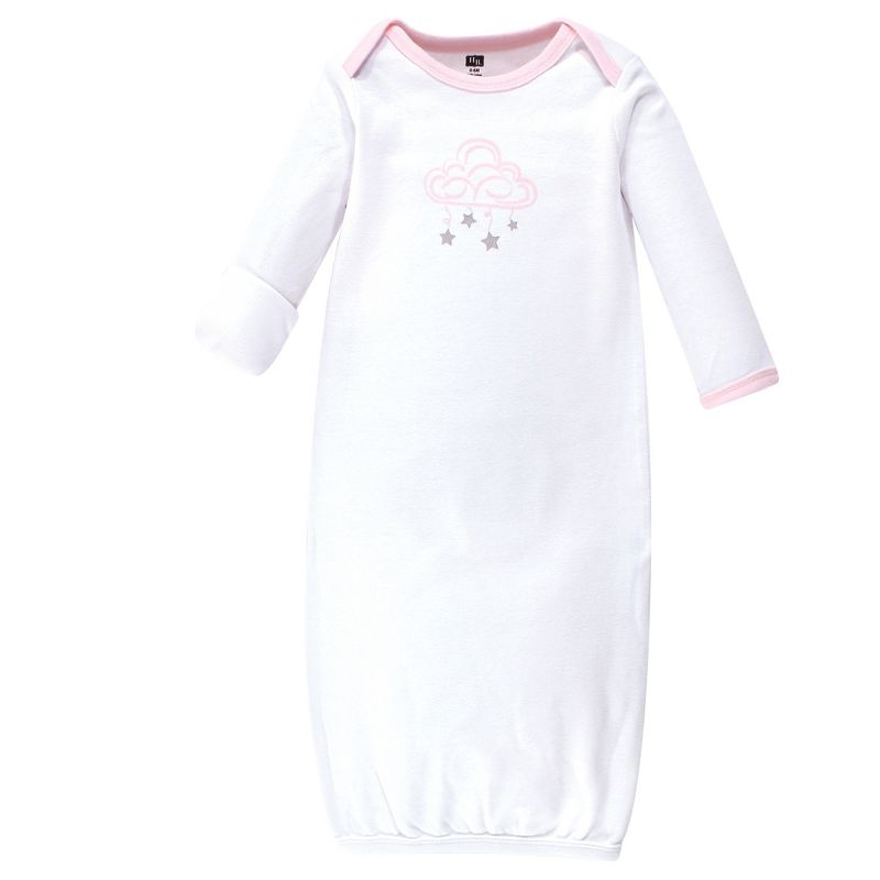 Touched by Nature Baby Girl Organic Cotton Long-Sleeve Gowns 3pk, Pink Rose, 0-6 Months