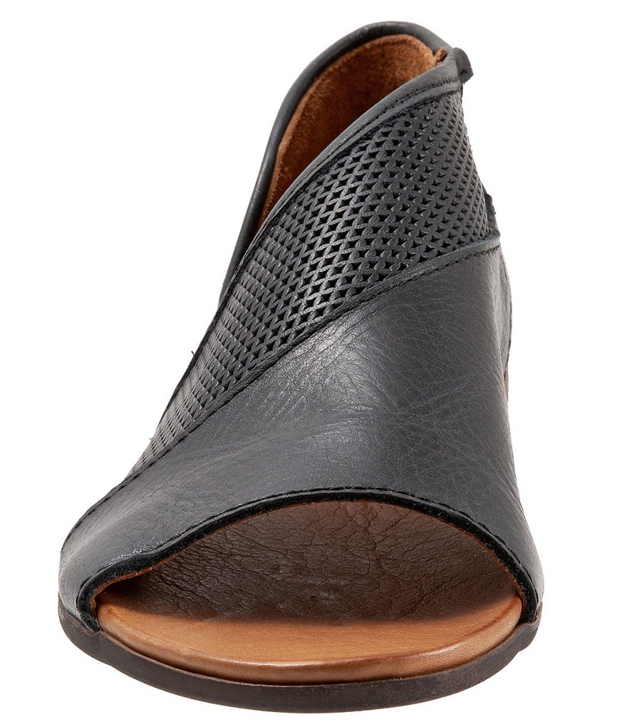 Bueno Tahiti Perforated Leather Asymmetrical Slip-On Sandals