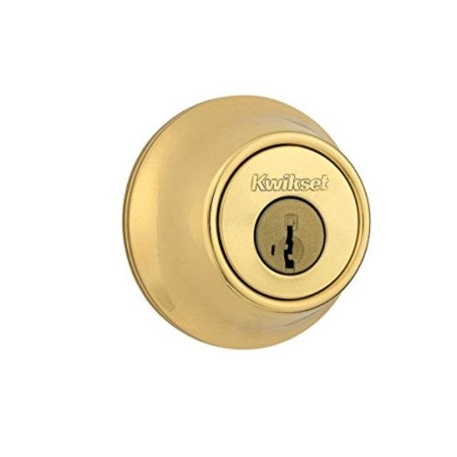 Kwikset Polished Brass Single Cylinder Deadbolt with SmartKey Security