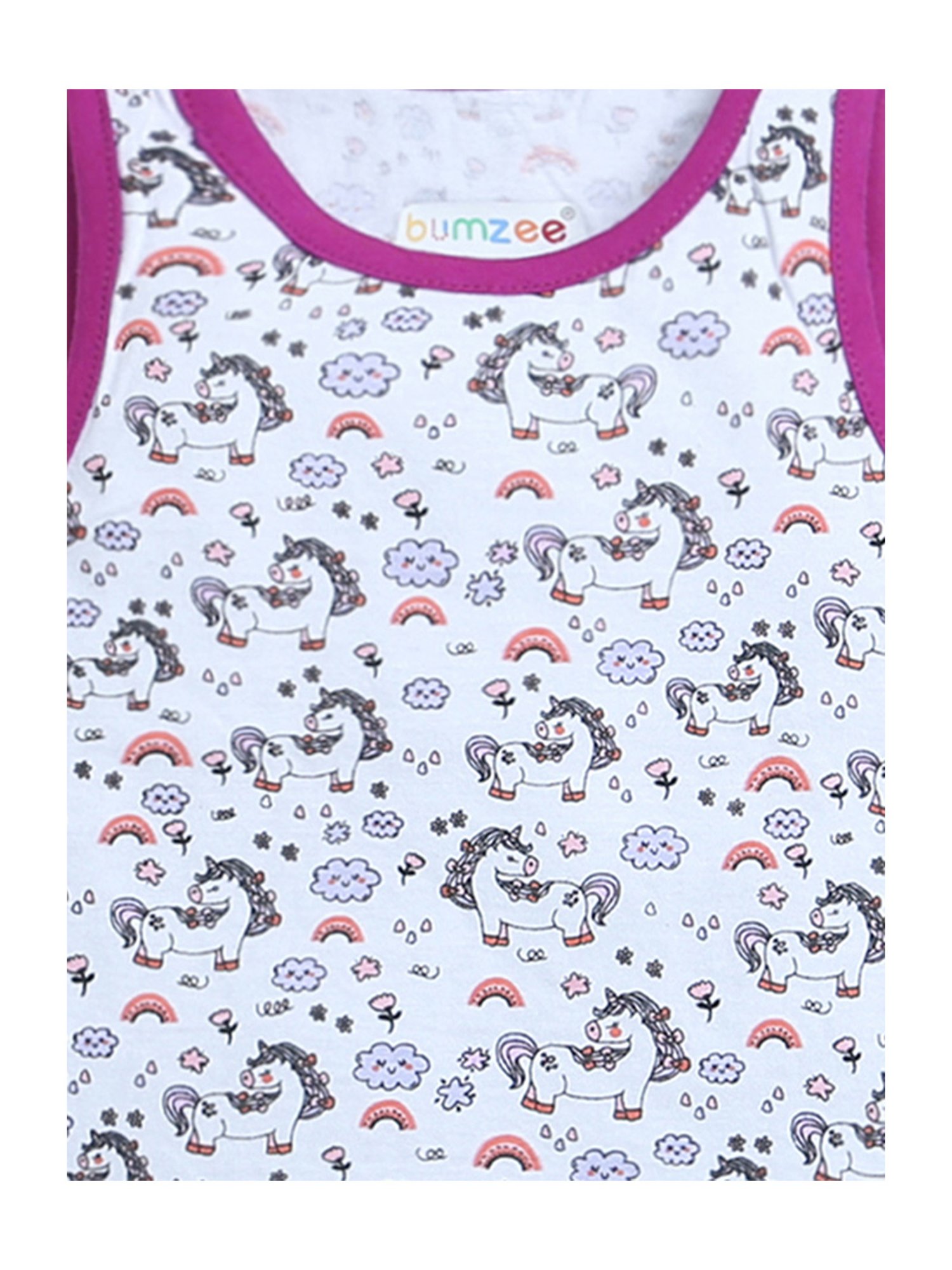 Bumzee Kids Blue & White Printed Top (Pack Of 2)