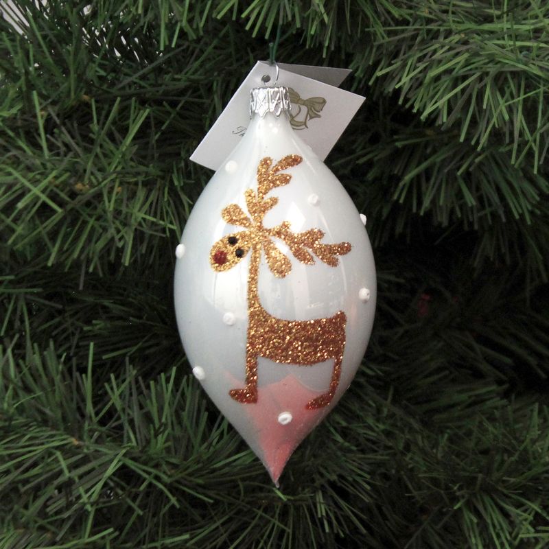 Golden Bell Collection 4.75" Reindeer On Teardrop Christmas Ornament  -  Tree Ornaments