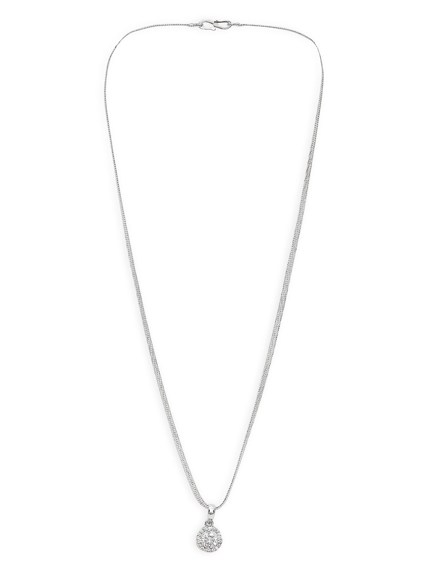 OOMPH Silver Tone Solitaire Cubic Zirconia Ear Stud Earrings, Ring & Pendant Set