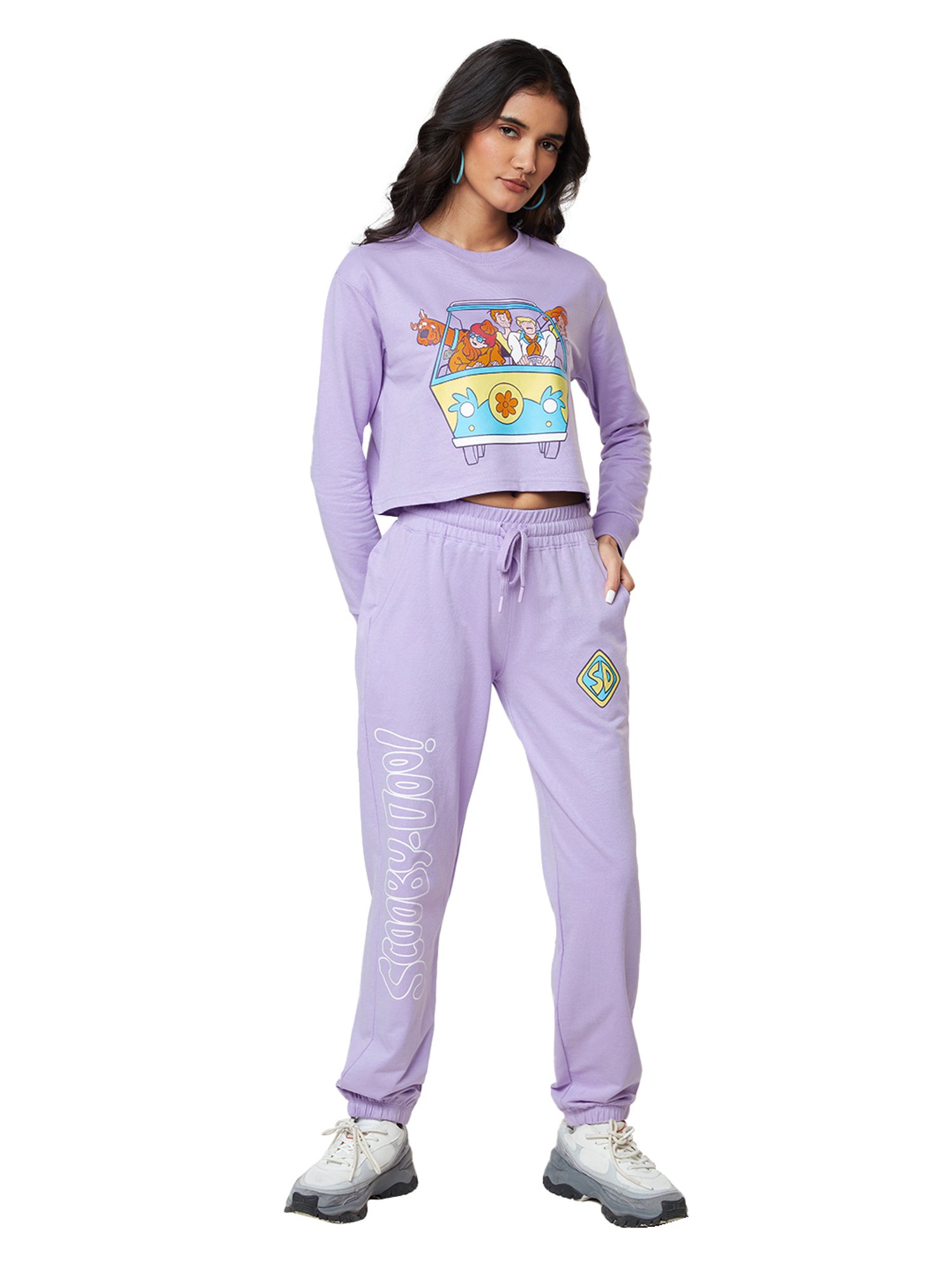 The Souled Store Purple Printed T-Shirt With Joggers