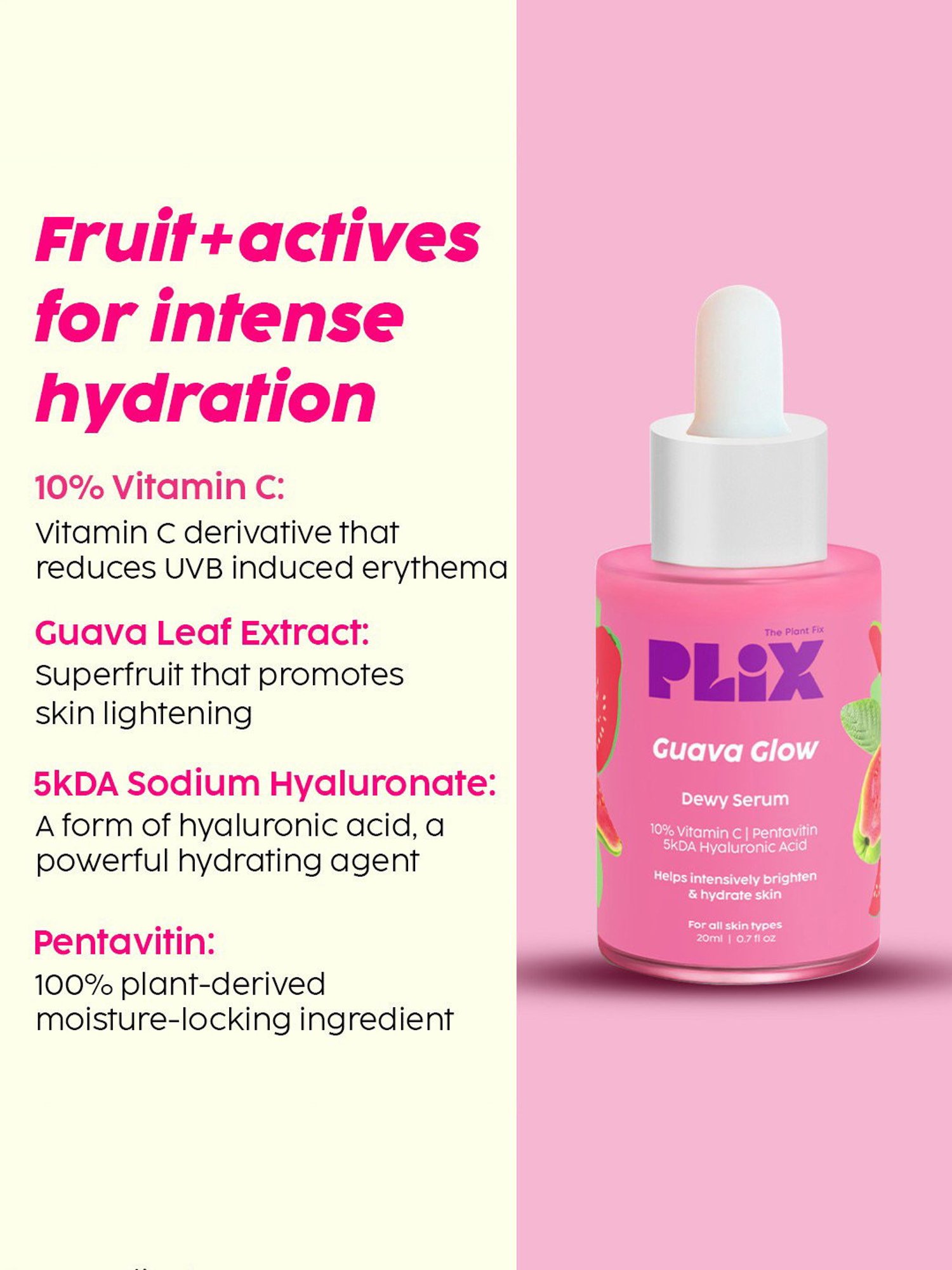 PLIX THE PLANT FIX Guava Glow Juicy Cleanser, Dewy Serum & Sunscreen Combo
