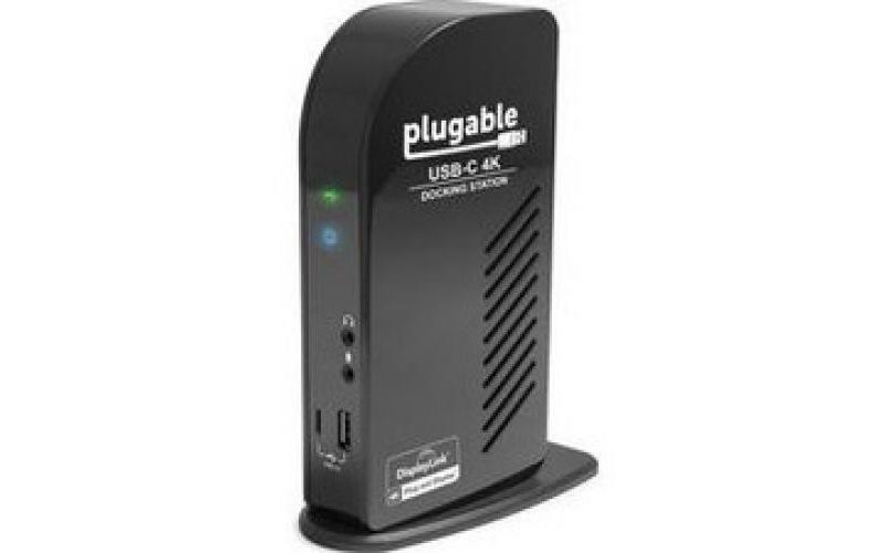 Plugable UD-ULTC4K Dock with Stand - for Notebook - 100 W - USB 3.0 Type C - 5 x USB Ports - 5 x USB 3.0 - Network (RJ-45) - HDMI - DisplayPort