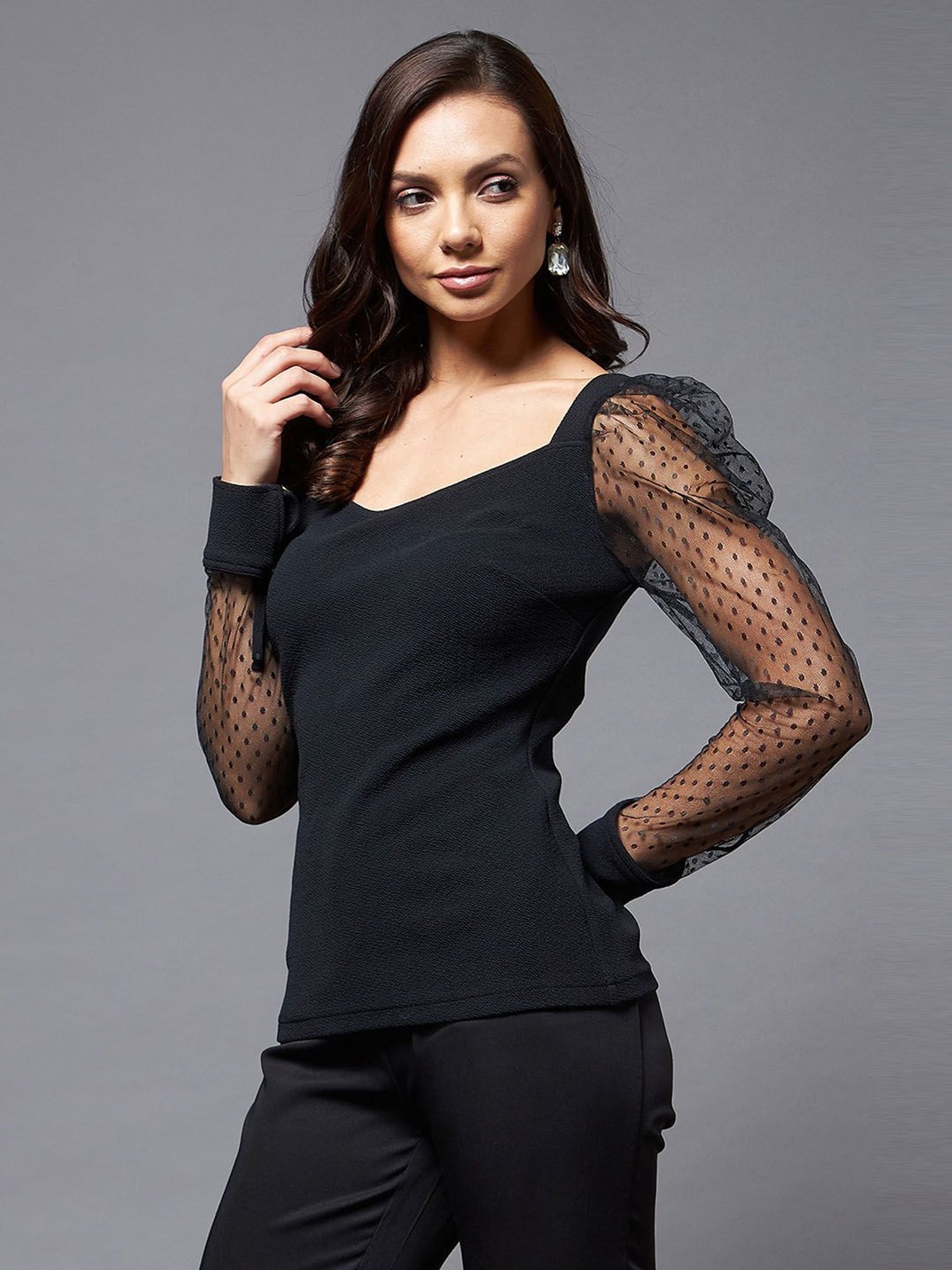 Miss Chase Black Relaxed Fit Top