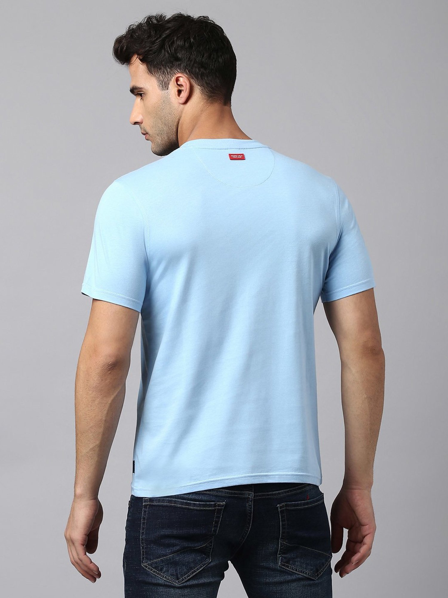 Beverly Hills Polo Club Light Blue Regular Fit Cotton Crew T-Shirt
