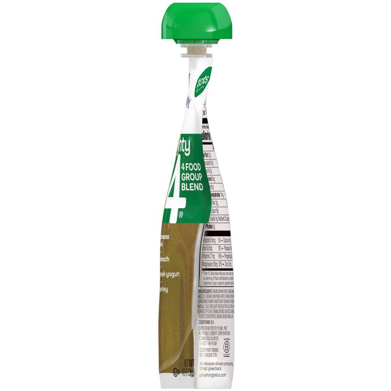 Plum Organics Mighty 4 Banana Kiwi Spinach Greek Yogurt & Barley Baby Food Pouch - 4oz