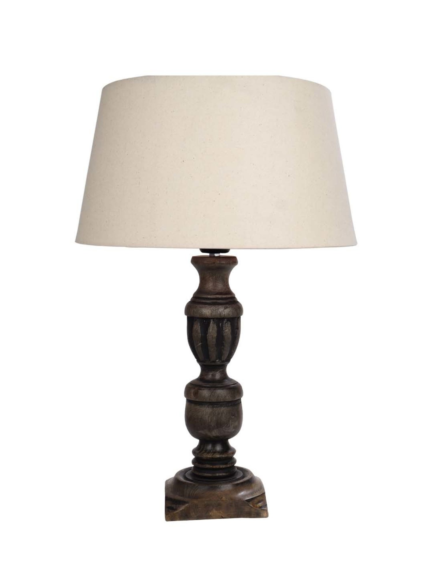 Homesake 'Rustic' Beige & Brown Wood Trophy Carved Table Lamp with Empire Shade - Set of 1