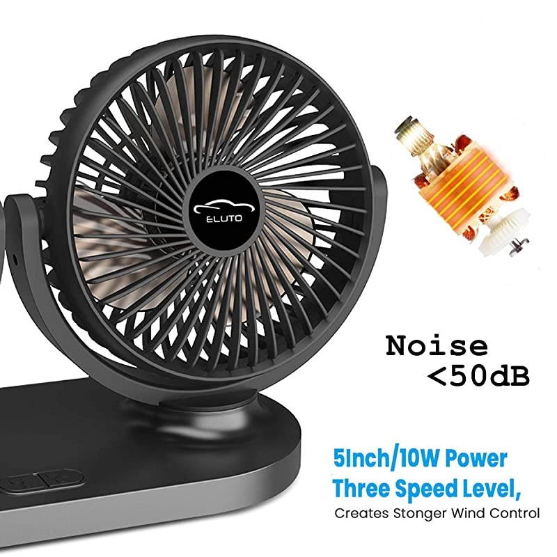Dual Head Car Fans Cigarette Lighter 12V/24V Fan Electric 3 Speed Car Cooling Fan 360 Degree Rotatable Car Fan for Car SUV RV Boat Auto Vehicles(5 Inches)