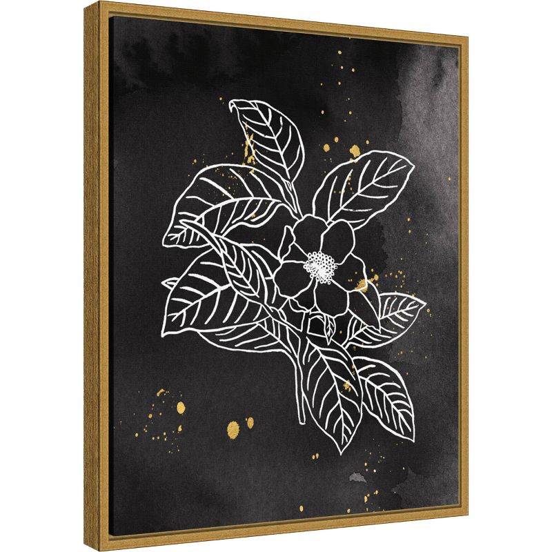 16" x 20" Indigo Blooms I by Wild Apple Portfolio Framed Wall Canvas Black - Amanti Art