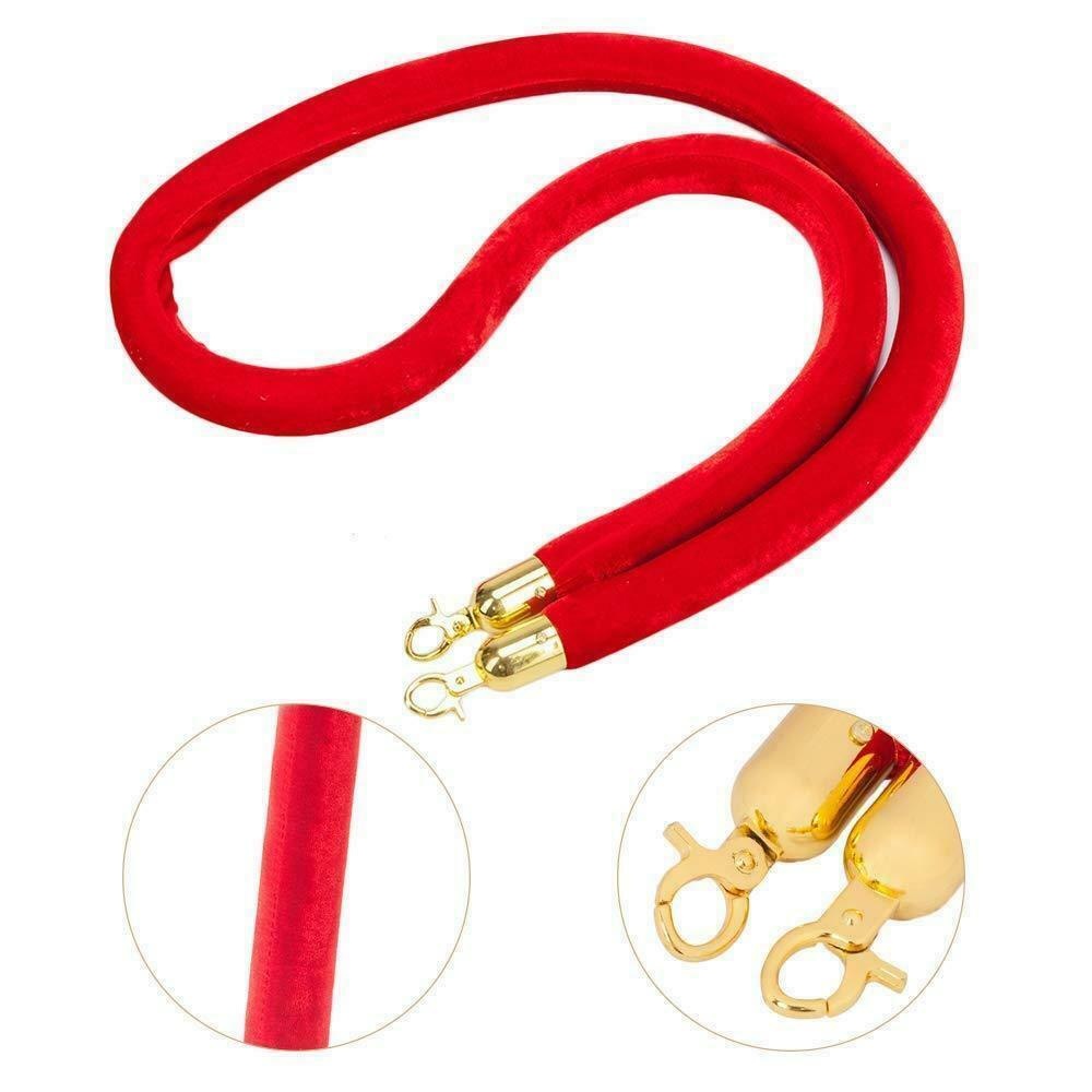 2/4/6 PACK Stainless Steel Stanchion Set Rope Red Velvet Velour Queue Barrier US
