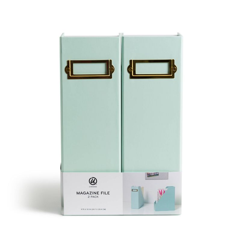 U Brands 2pk Paperboard Magazine File Holder - Mint
