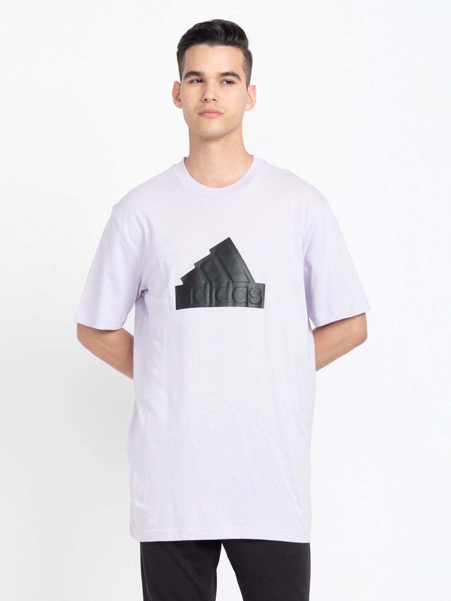 adidas Light Purple Loose Fit Future Icons Cotton Crew T-Shirt