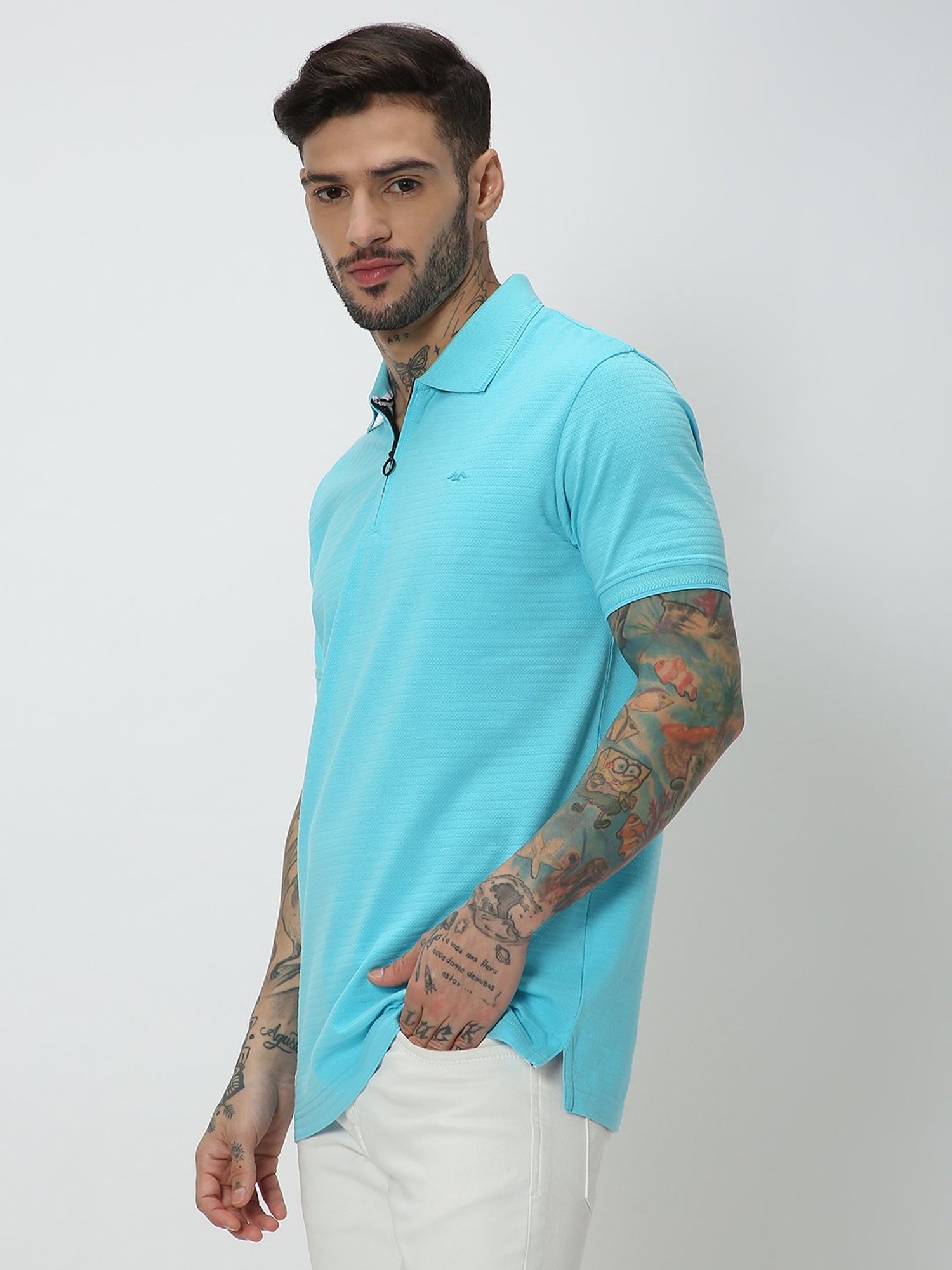 Mufti Aqua Slim Fit Textured Polo T-Shirt