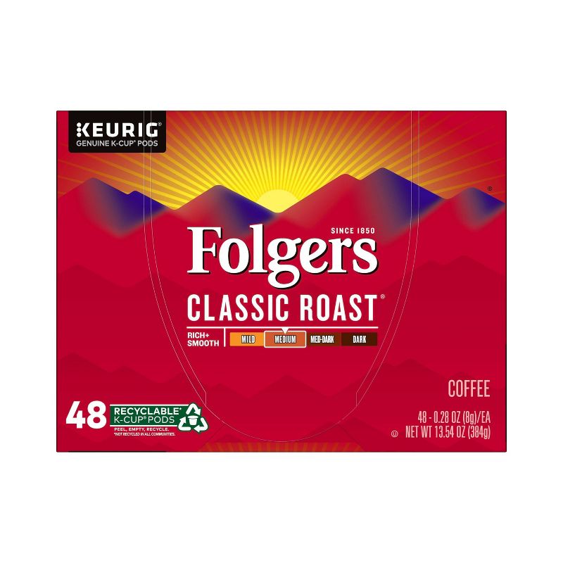 Folgers Classic Medium Roast Coffee - Keurig K-Cup Pods - 48ct