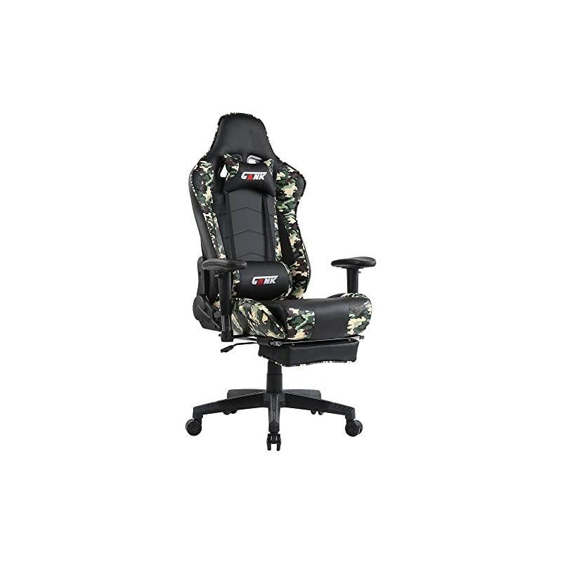 Ergonomic Gaming Chair,Office Computer Game Chair,E-Sports Chair,Gaming Chair,Racing Style with Adjustable Recliner Headrest Lumbar Pillow and Retractable Footrest (Camouflage)